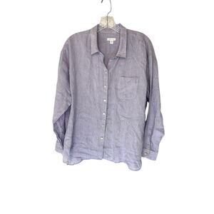J. Jill Love Linen Purple Lagenlook Coastal Long Sleeve Blouse Size Large Petite
